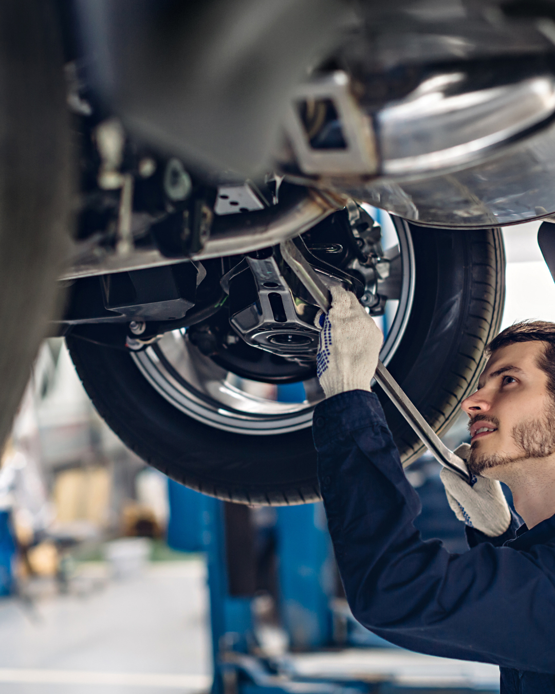 Vehicle frame being adjusted
